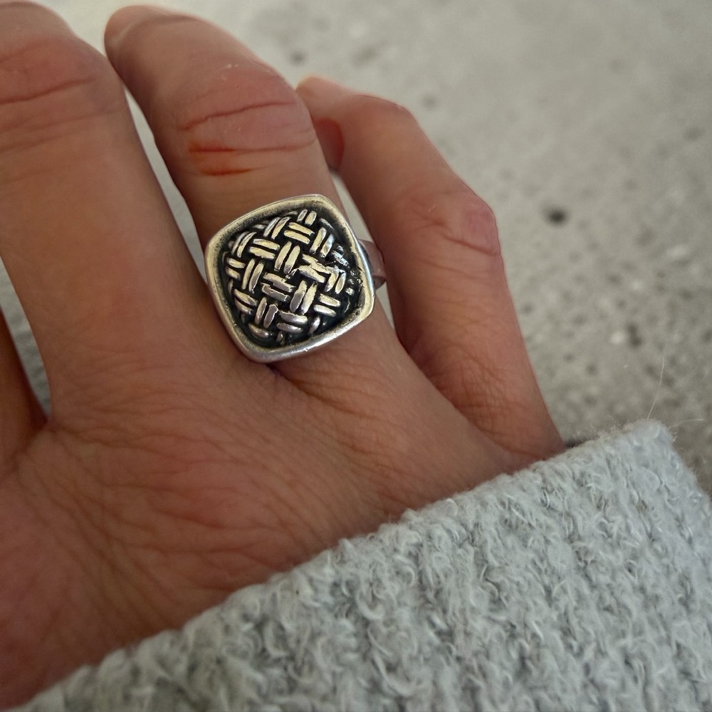 Vintage Sterling Silver Wicker Woven Ring